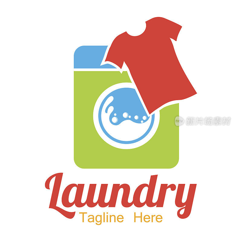 洗衣图标与文字空间为您的口号/口号，矢量插图